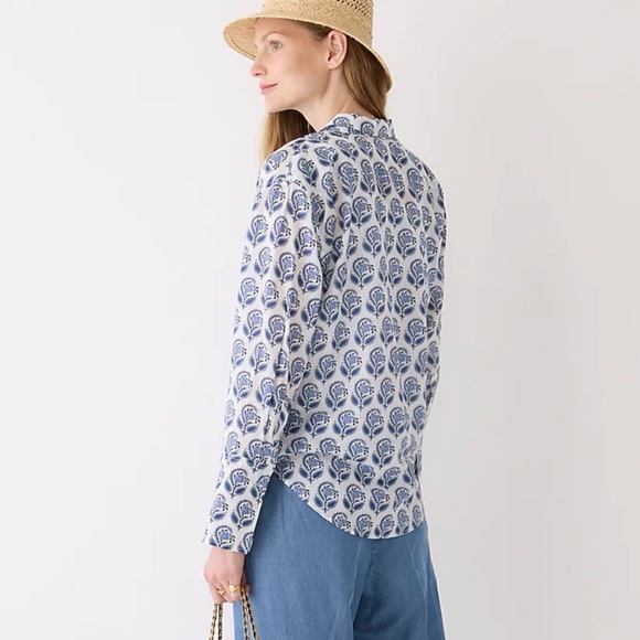 J. Crew - Garçon Cotton Voile Button Down Shirt in Bouquet Block Print - Picture 3 of 5